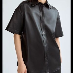 Nwot Aritzia Babaton leather button up